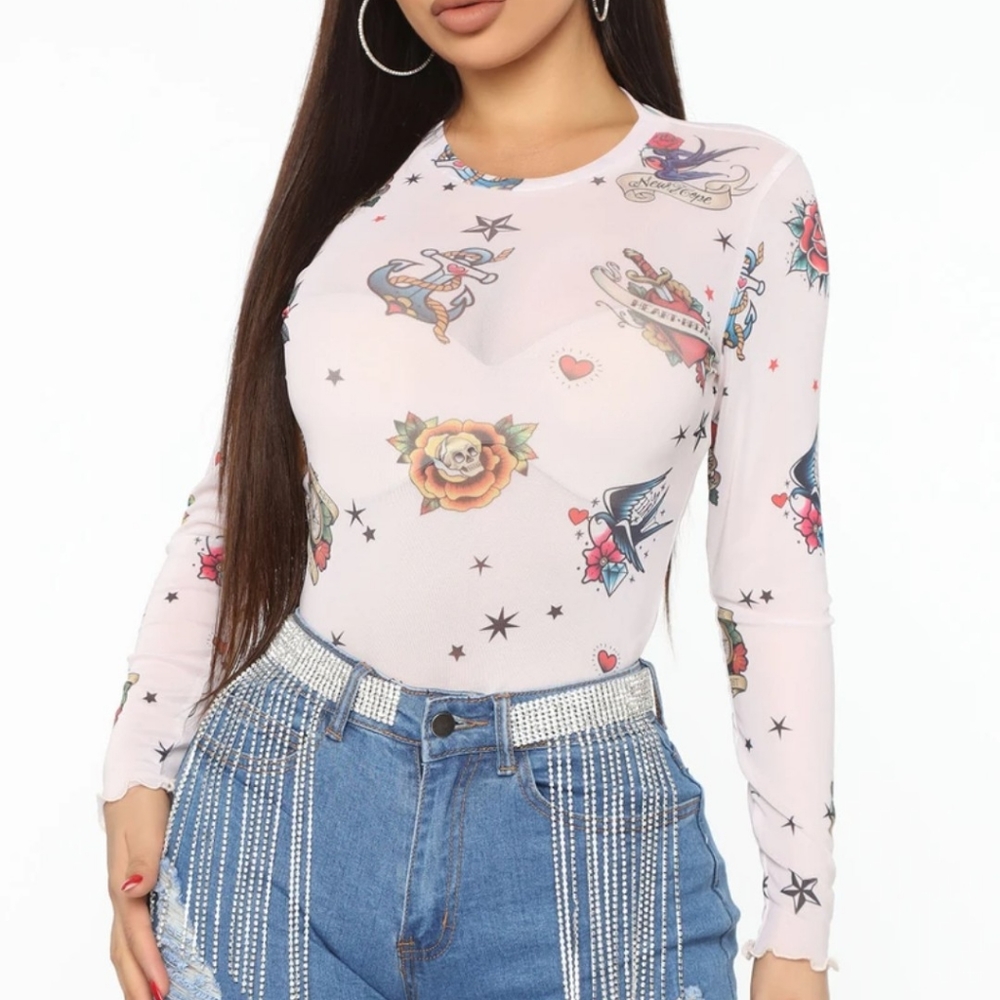 Cute mesh print top blush pink